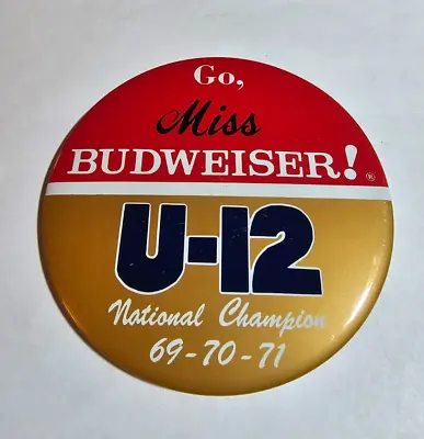 1972 Miss Budweiser 69-70-71 National Champ Button U-12 Hydro Racing Hydroplane • $24.95