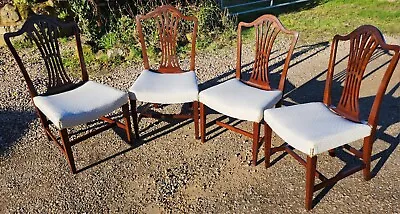 Antique 19th Cent Shereton Style Dining Chairs In Mahogany Set Of 4 • £295