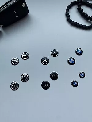 2x Audi Opel VW Mercedes BMW Key Emblem Logo Sticker 14-11 Mm Black NEW • $6.37