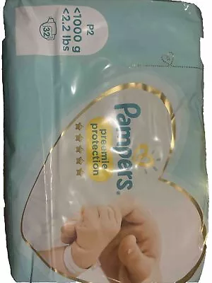 Pampers Nappies Size P2 Premature Newborn Baby New Preemie Protection Pack Of 32 • £7