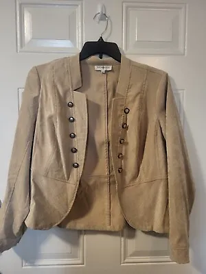 Kate Rosy Womens Military Style Jacket Tan Beige Button Accent Size Large • $15