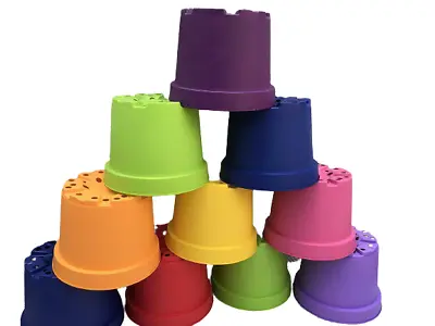 10 X COLOURED 3 LITRE PLANT POTS • £14.99