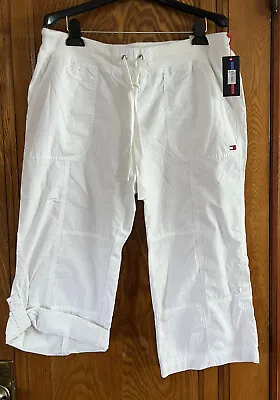 Tommy Hilfiger Sport Women'Alton Drawstring Cargo Pants White Size XL NEW • $29.98