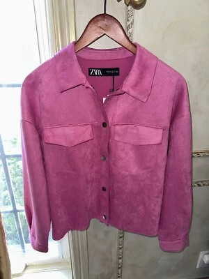 $35 • Buy ZARA Women’s Bright Pink Boxy Oversize Corduroy Jacket Button Up Size M NWT