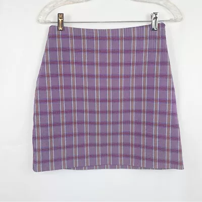 ASOS Purple Checkered Plaid Mini Skirt Lined Academia Preppy Size 4 • $15.50