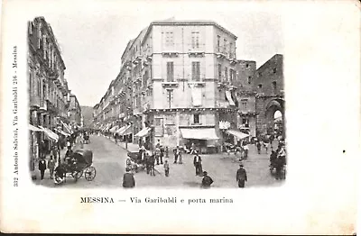Messina Via Garibaldi And Porta Marina Postcard (UNPOSTED). • $5.95