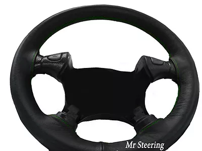Fits Vauxhall Vectra B 95-02 Black Leather Steering Wheel Cover Green Stitching • $35.34