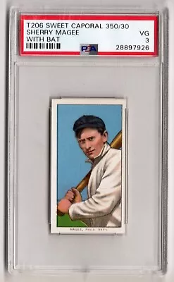 1909-11 T206 Sweet Caporal Sherry Magee 350/30 With Bat Philadelphia PSA VG-EX 3 • $90