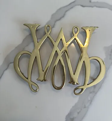 Virginia Metalcrafters Williamsburg WILLIAM & MARY Cypher Brass Trivet  • $20