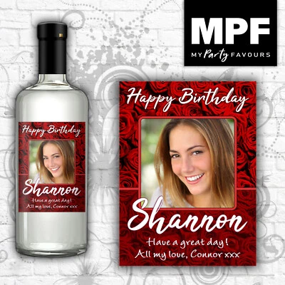£3 • Buy Personalised Birthday Photo Wine Gin Vodka Bottle Label - 18th 21st 30th 40th