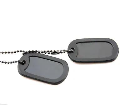 Blank Black Tactical Military Spec Army ID Dog Tag Set W/Ball Chains & Silencers • $6.95