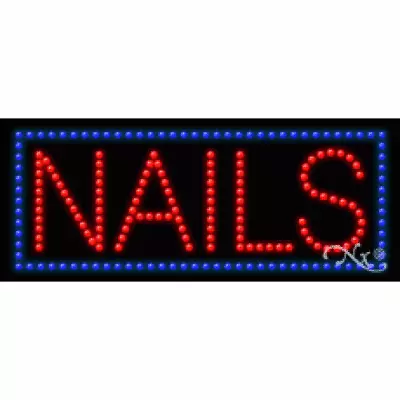 BRAND NEW “NAILS  BORDER 27x11 SOLID/ANIMATED LED SIGN W/CUSTOM OPTIONS 20093 • $289