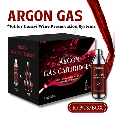 GreatWhip Argon Gas Capsules Cartridges 6.5G For Coravi Wine Preservation System • $45.99