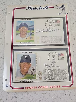 Allie Reynolds & Don Larsen Signed FDC Envelopes AUTOs Yankees 1951 No-Hitter! • $25