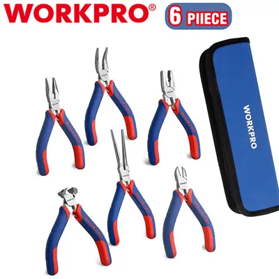 WORKPRO 6PC Mini Pliers Set Needle Nose Diagonal Long Nose Bent Nose End Cutting • $26.59