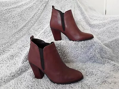 Next Tan Leather High Heel Ankle Boots Size UK6 (EU39) • £18.50