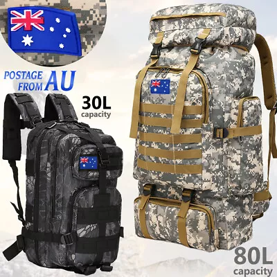 $29.99 • Buy 30L/40L/80L Military Camping Tactical Backpack Rucksack Travel Hiking Army Bag
