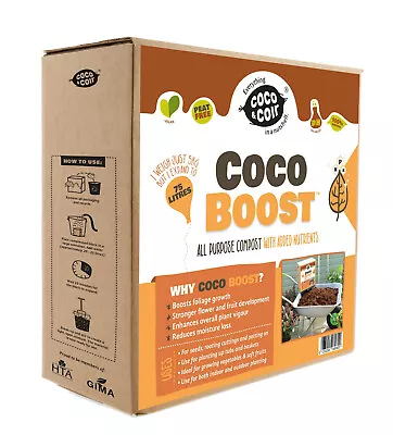 Coco Coir Potting Soil Compost Blocks Added Fertiliser NPK Plant Seed BULK 75 L • £17.49