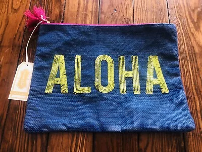 NWT Mud Pie 100% Jute ALOHA Sequined Clutch/Travel Tote • $15