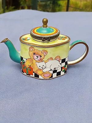 Vintage Kelvin Chen Enamel Cat Teddy Bear Miniature Teapot Watering Can #3 1999 • $30