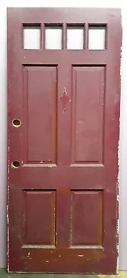 32 X80 X1.75  Vintage Antique SOLID Wood Wooden Entry Door 4 Window Glass Panels • $699.99