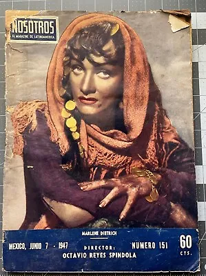 1947 Nosotros Magazine Mexico Marlene Dietrich Cover • $19.99