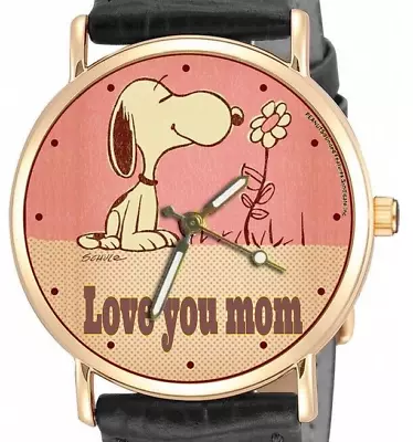 Love You Mom! Vintage Schulz Art Snoopy Peanuts Watch For Mother's Day Gift Box • $209.02