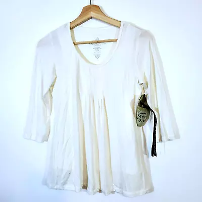 Miraclebody Jeans Top Size Small Cream White 3/4 Sleeves Flattering S Pleated • $8.50