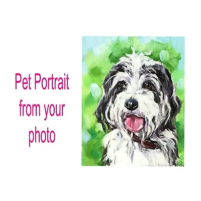 Custom Pet Portrait Dog Cat Animal Original Oil Painting From Photo • $28
