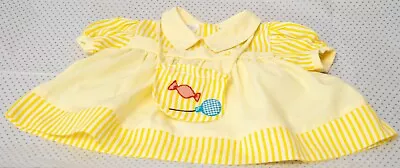 £14 • Buy Pretty Vintage1981 Baby Girl Lemon Candy Stripe Dress With Cute Bag 6/9 Months 