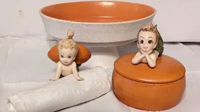 Mid Century Mermaid Set Kitsch Bowls Dishes SFA Pottery Compote Bowl Orange  • $128.98