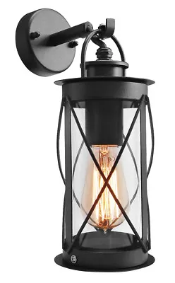 £21.99 • Buy Outdoor Garden Wall Lantern Light Black Metal With Glass Down Wall Lantern ZLC14
