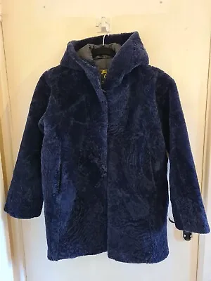 Real Shearling Sheepskin Hooded Unisex Navy Coat Jacket Junior 12-13 Years  • £50