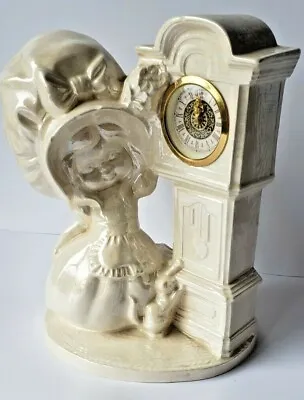 Vintage Desk Mantel NARCO West Germany Clock Iridescent Girl And Her Puppy     • $58.25