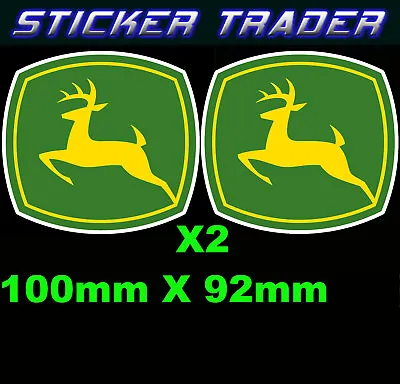 $6.99 • Buy John Deere Logo Decals X 2 - 100mm Truck Sticker Dozer Tractor Grader Trailer 