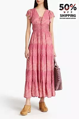 RRP€402 VANESSA BRUNO Maxi Flare Dress FR36 US4 UK8 S Floral Ruffle Sleeve • $126.28