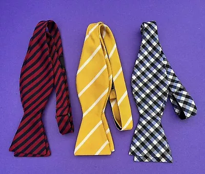 Lot Of 3 Saddlebred Silk Bow Ties Red Yellow Blue SALE! • $30