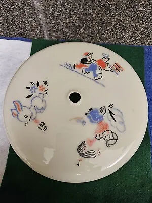 Vtg Nursery Rhymes Ceiling Light  Cover. Cream Colored Glass With 7 Designs. • $30