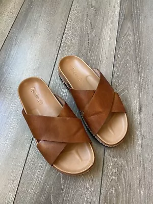 Madewell Women's 5.5 Brown Leather The Dayna Lugsole MC Criss Cross Sandals • $24.99