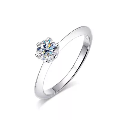 5mm D VVS1 Round Cut Moissanite Solitaire Ring For Women 925 Sterling Silver GRA • $19.99