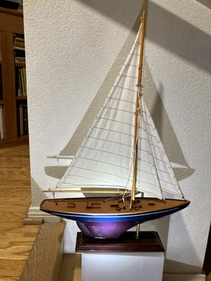 $150 • Buy VINTAGE MODEL SLOOP SAILING BOAT ~ NAUTICAL ~ MARITIME-POND... One Of A Pair....