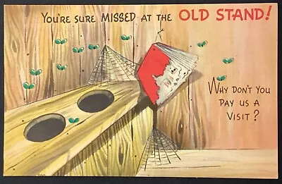 Outhouse Humor We Miss You At The Old Stand Pay Us A Visit VTG Postcard Unposted • $4.95