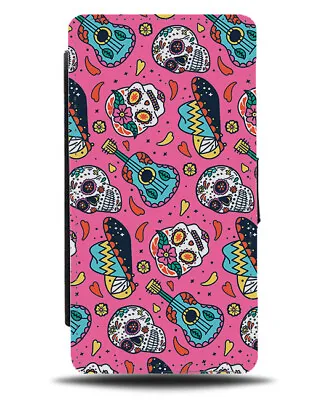 Mexican Day Of The Dead Pattern Flip Wallet Case Sugar Skull Guitar Guitars M244 • £19.99