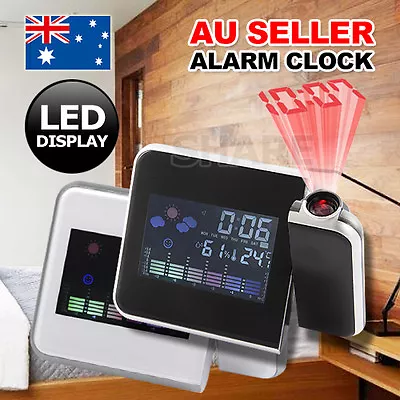 Alarm Clock Digital LCD LED Time Projector Colorful Snooze Weather Temperature • $13.95