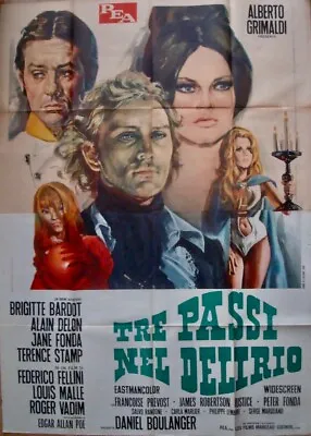 SPIRITS OF THE DEAD Italian 4F Movie Poster 55x79 BRIGITTE BARDOT FONDA DELON 68 • $650
