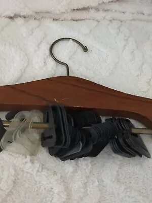 8” Mcm Vintage Brown Wood Tie Organizer Rack Hanger Necktie Scarf Belts Nice!! • $20