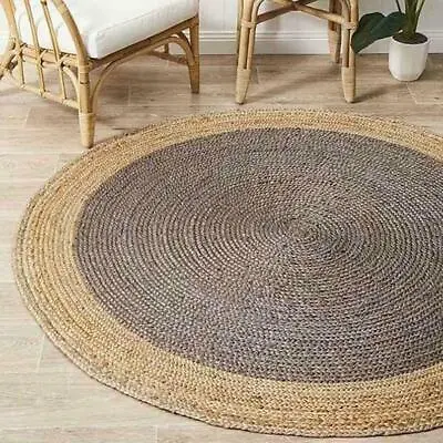 Rug 100% Natural Jute Braided Round Area Rug Farmhouse Rustic Look Floor Carpet • $123.29