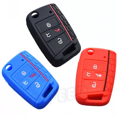 $5.09 • Buy Silicone Key Case Fob Cover For VW Golf 7 MK7 Polo 4 Buttons Skoda Octavia A7 R