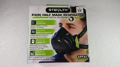 Stealth Mask Respirator P3 With HEPAC Replaceable Filters Size S/M APF20 • £11.49