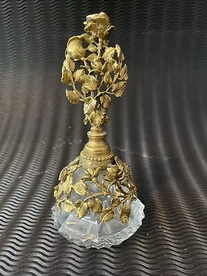 Elegant Vintage Matson Marked Perfume Bottle Gold/Brass Filigree With Glass Daub • $65